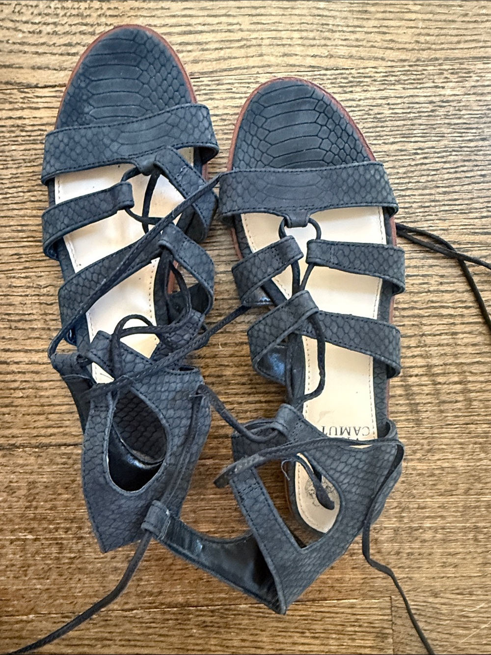 Navy Blue Lace-Up Gladiator Sandals
